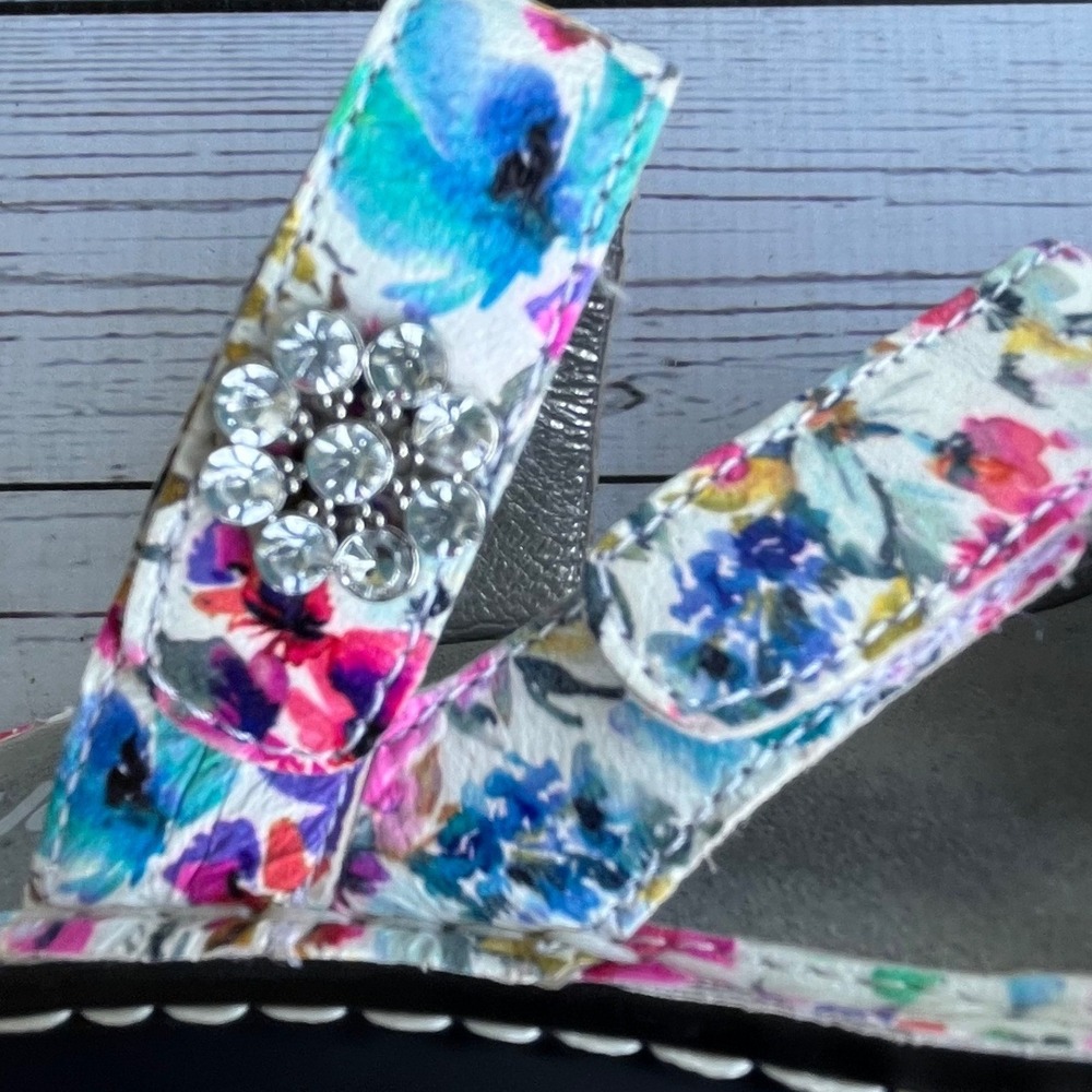 Alegria Womens Floral Comfort Leather Wedge Sandals EU 35/US 5-5.5 Cottagecore - Picture 9 of 12